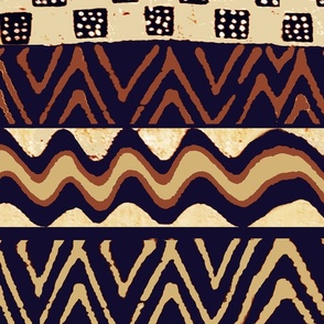African Tribal LARGE SCALE - Rust Navy Ivory - 36x42 - Design 11762354