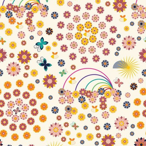 Flowers & Rainbows - Cream