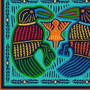 Panama Tropical Parrot Twins - Navy Orange - Design 11763290