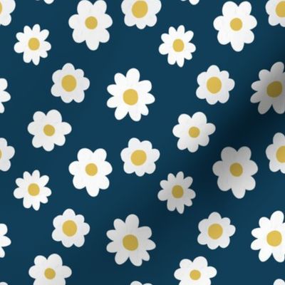 Simple Daisies - Navy (medium scale)