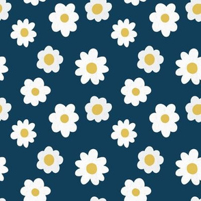 Simple Daisies - Navy (medium scale)