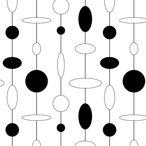 bubbles black white mid century abstract 