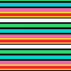 Small Candy Colored Horizontal Deckchair Stripes in Pink, Aqua and Mint