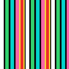 Small Candy Colored Vertical Deckchair Stripes in Pink, Aqua and Mint