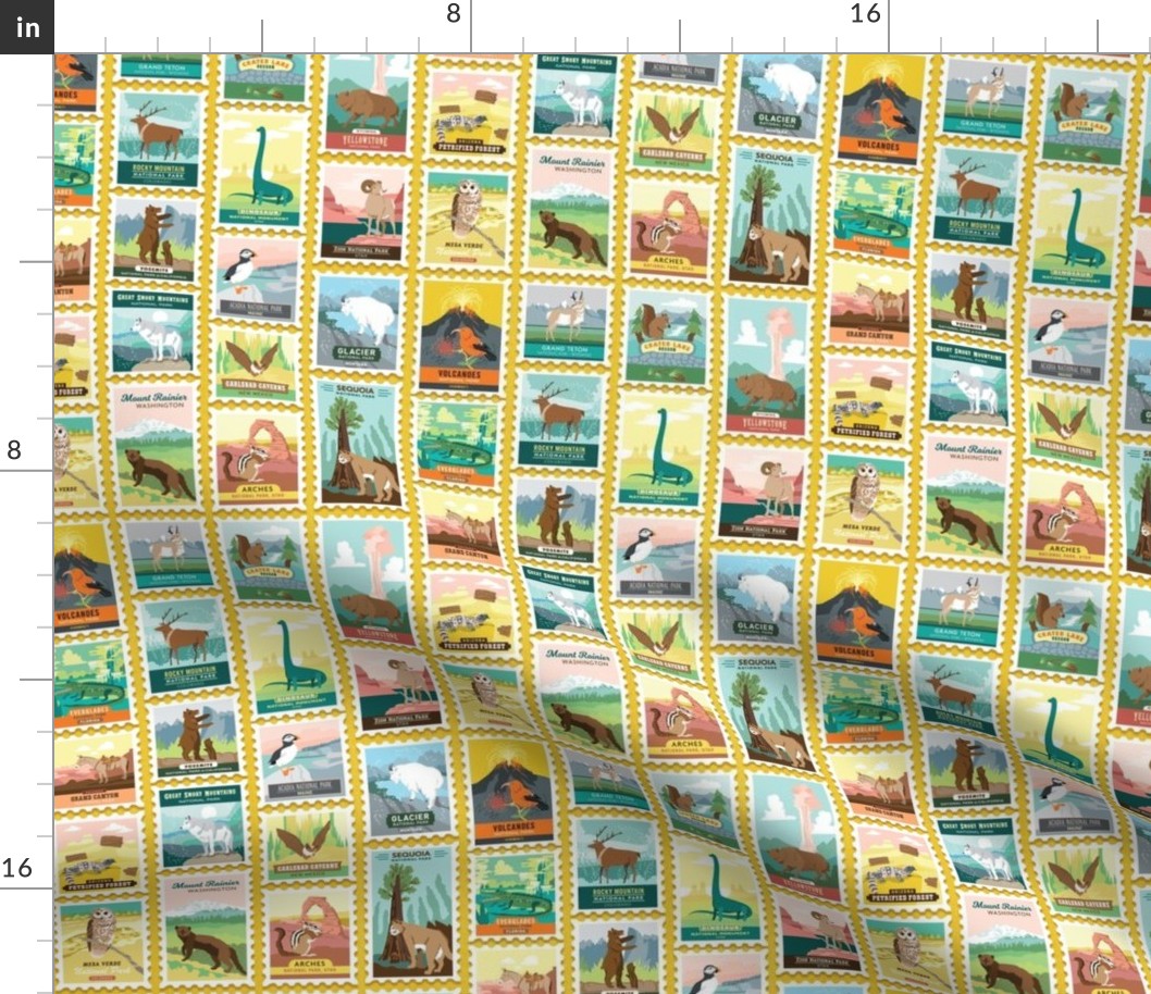 National Parks Stamps in Ochre