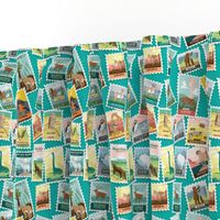 National Parks Stamps Scatter in Teal