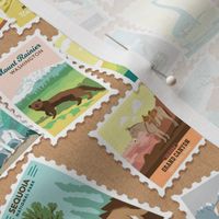 National Parks Stamps Scatter in Light Brown