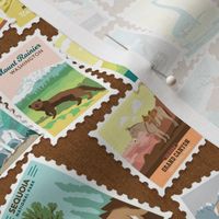 National Parks Stamps Scatter in Brown