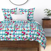 cherry gingham blue // large scale