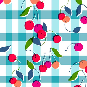 cherry gingham blue // large scale