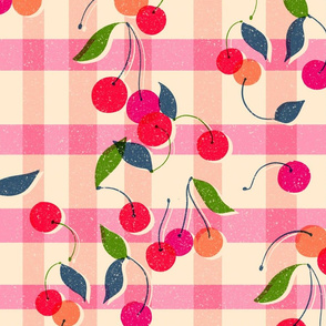 cherry gingham pink // large scale