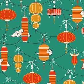 chinese lanterns - teal