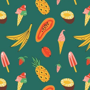Delicious summerlicious on green - small pattern version