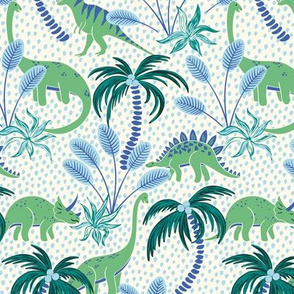 tropical dinosaurs/blue and green/small