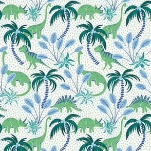 tropical dinosaurs/blue and green/extra small