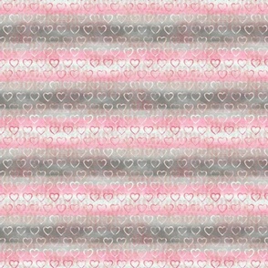 Demigirl Heart Pride - Demigirl Pride Flag Colors with White and Pink Hearts - 941dpi (16% of full scale)