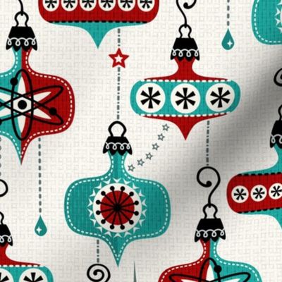 Atomic Christmas Ornaments - Red/Aquamarine