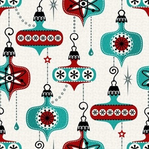 Atomic Christmas Ornaments - Red/Aquamarine