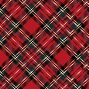 ★ RED TARTAN L (BIAS) ★ Royal Stewart inspired / Large Scale, Diagonal / Collection : Plaid ’s not dead – Classic Punk Prints