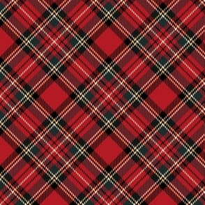 ★ RED TARTAN M (BIAS) ★ Royal Stewart inspired / Medium Scale, Diagonal / Collection : Plaid ’s not dead – Classic Punk Prints