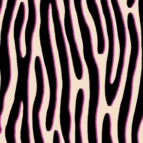 ★ TIGER OR ZEBRA ? ★ Black and White (ecru) + Pink – Large Scale - Vertical / Collection : Wild Stripes – Punk Rock Animal Prints 2