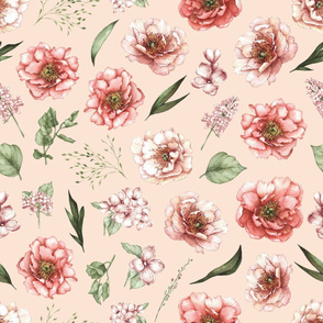 large pink floral peach