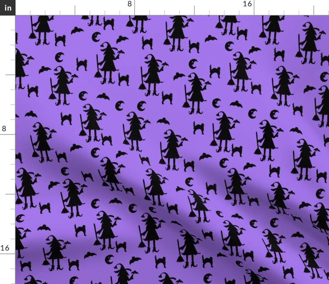  Bewitched Purple Witches on Black Directional  Large 12" 