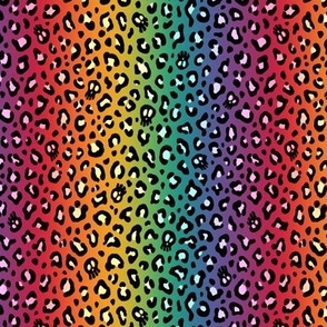 ★ SKULLS x LEOPARD ★ Rainbow Vertical Gradient + Pastels and Black / Tiny Scale / Collection : Leopard Spots variations – Punk Rock Animal Prints 3