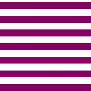 Horizontal Awning Stripe Pattern - Rich Plum and White