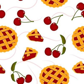 Cherries and Pie Medium White