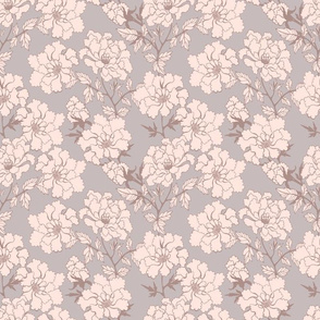 Decorative Peony beige pink gray