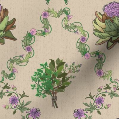 French Kitchen Garden Damask | large jumbo scale