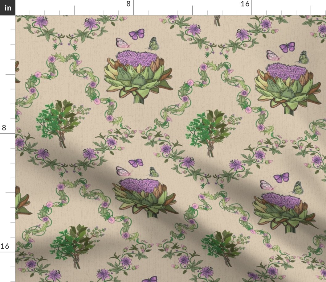 French Kitchen Garden Damask | large jumbo scale