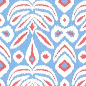 Cerulean and Cherry Bloom Ikat 