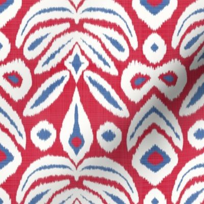 Cherry and Cobalt Bloom Ikat 