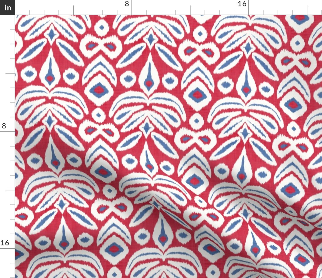 Cherry and Cobalt Bloom Ikat 