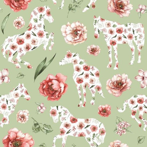 pale green floral horse
