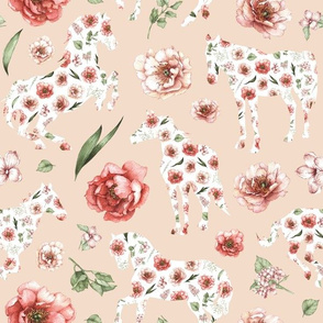 peach floral horse