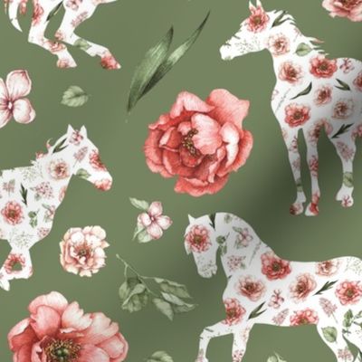 green floral horse