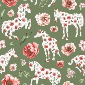 green floral horse