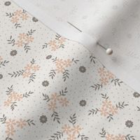 Lena Micro Floral: Warm Gray & Apricot Quilting Miniature Floral Toss