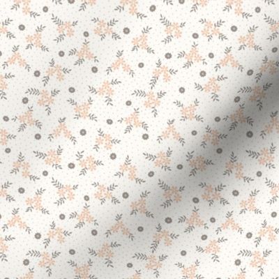 Lena Micro Floral: Warm Gray & Apricot Quilting Miniature Floral Toss