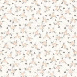 Lena Micro Floral: Warm Gray & Apricot Quilting Miniature Floral Toss