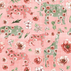 Safari pink and green pink linen