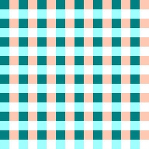 Gingham - Robins Egg Blue Rose White 2