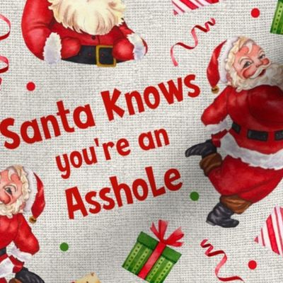 Large Scale Santa Knows You're an Asshole Sarcastic Christmas