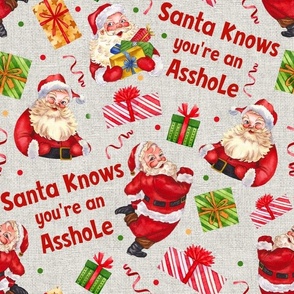 Large Scale Santa Knows You're an Asshole Sarcastic Christmas