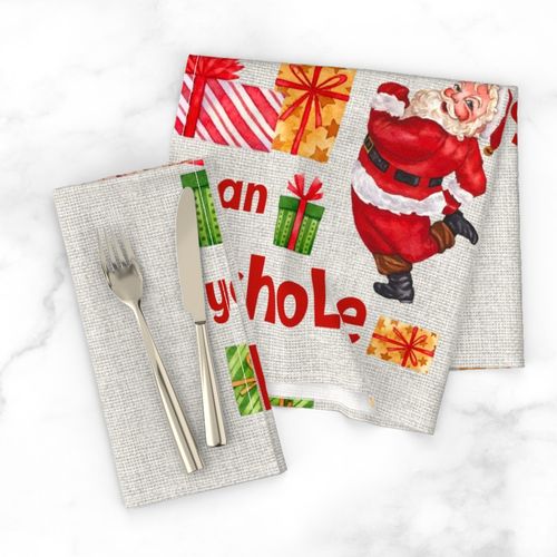 18x18 Panel Santa Knows You're an Asshole Sarcastic Christmas for DIY Throw Pillow or Cushion Cover