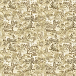 sepia girls toile pattern