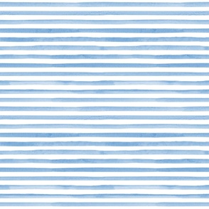 Medium Scale Watercolor Stripes - Alice Denim Blue on White